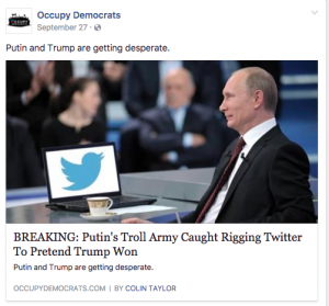 A screen shot of a fake Facebook news article.